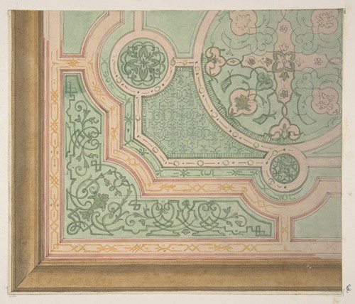 Design for the decoration of a ceiling with circular medallions