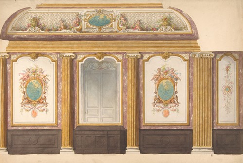Design for wall panels with putti and flower garlands