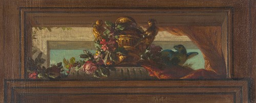 Trompe l’oeil design of birds and flowers