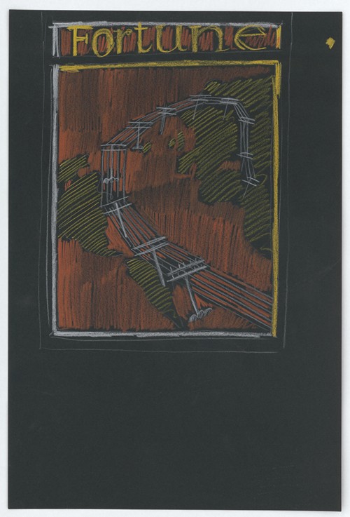 [Graphic designs for Fortune magazine.] [Studies for cover drawn on black paper