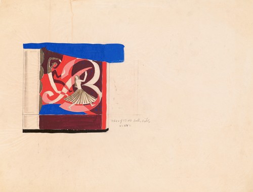 Design for mural inside of theater.] [Interior wall mural study (1910)