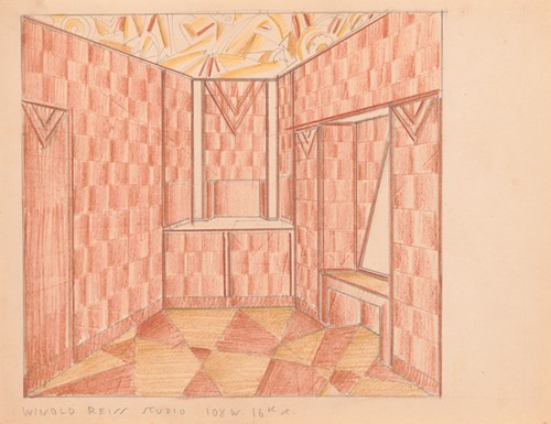 Design for small showroom or powder room.] [Interior perspective study