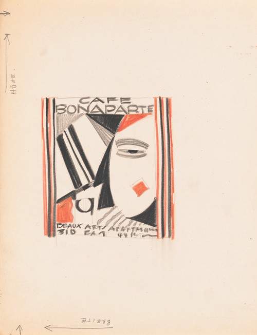 Designs for menu for Café Bonaparte, Beaux-Arts Apartments, 310 E. 44th St., New York, NY.] [Sketches for Café Bonaparte menu
