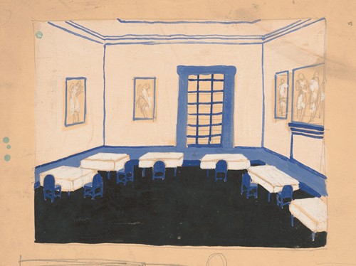 Interior perspective studies for Restaurant Crillon, 15 East 48th Street, New York, NY.] [Interior perspective study.