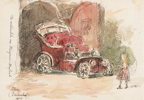 De automobile van Steengracht-Moyland in het Prinzenhof te Cleve
