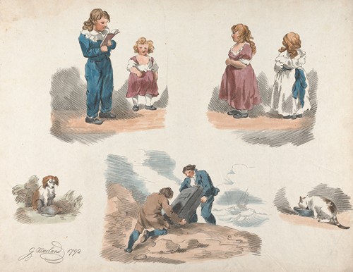 Studies of Children, a Dog, a Cat, etc. (1791-1795)