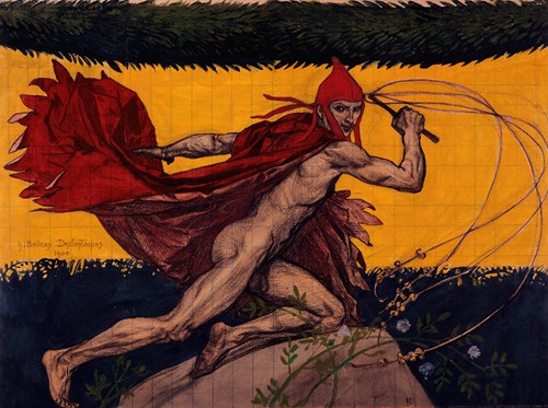 Fragment de la maquette pour la décoration du théâtre des auteurs gais, exposition universelle