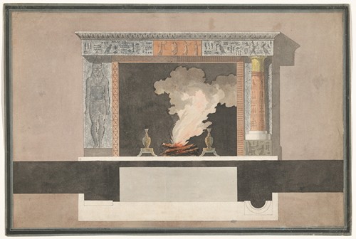 Ontwerp voor schoorsteen in Egyptische stijl