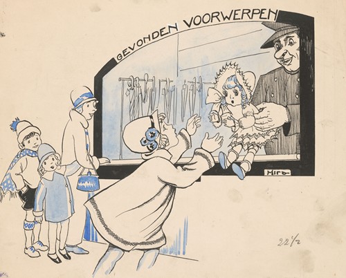 Meisje haalt pop op bij loket Gevonden Voorwerpen
