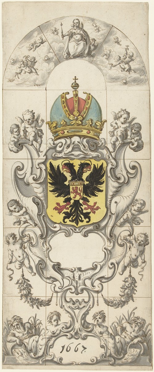 Ontwerp voor glasraam 10 geschonken door het hoogheemraadschap Rijnland (1667)