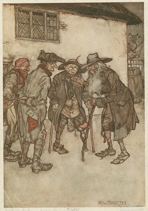 ‘They crowed round him, eyeing him from head to foot with great curiosity.’