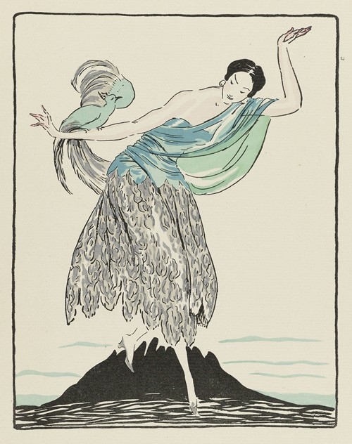 L’oiseau d’argent ; Robe du soir, composée d’une écharpe enveloppant le buste
