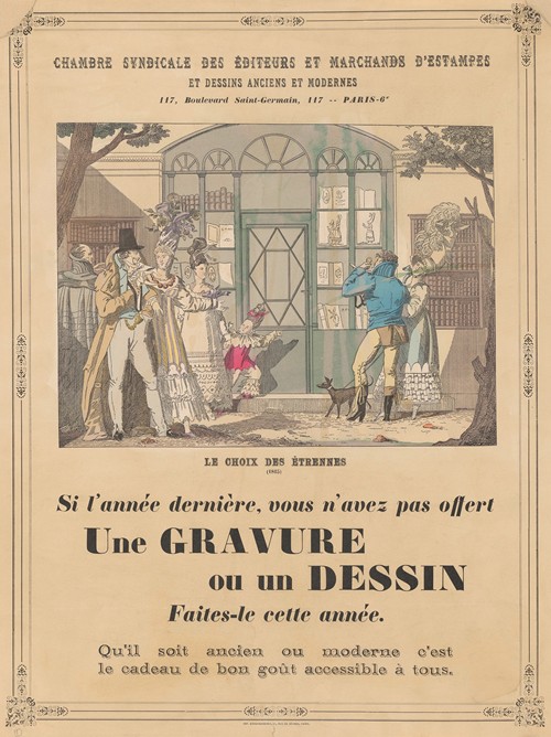 Affiche van de Chambre Syndicale des Éditeurs et Marchands d’Estampes et Dessins Anciens et Modernes te Parijs