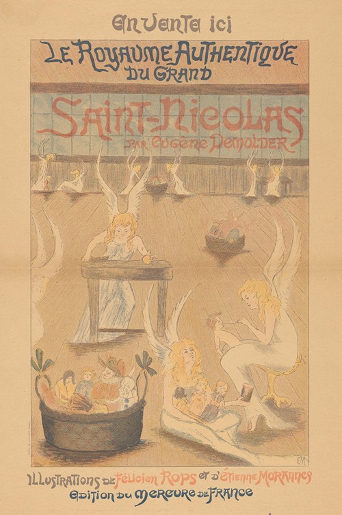Reclamebiljet voor Le royaume authentique du grand Saint-Nicolas door Eugène Demolder, after Eugène Demolder
