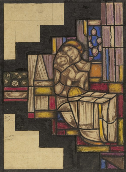 Ontwerp voor raam in het Nederlands Paviljoen op de tentoonstelling Arts Décoratifs te Parijs, 1925