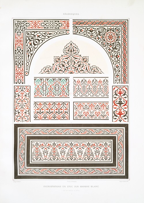 Arabesques. Incrustations en stuc sur marbre blanc (du XVIe. siècle au XVIIIe.) (1877)