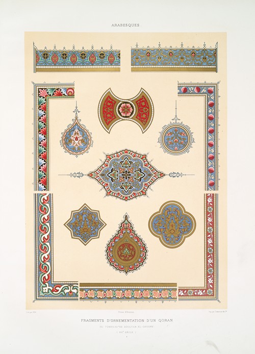 Arabesques; fragments d’ornementation d’un Qoran du tombeau de soultan el-Ghoury (XVIe. siècle); 5