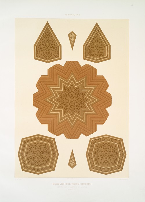 Arabesques; mosquée d’El Nesfy-Qeyçoun; détails des boiseries du mihrab (XIVe. siècle); 2