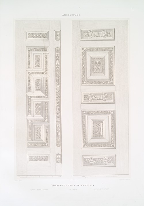 Arabesques; tombeau de Saleh Saleh el-Dyn; ventail d’une armoire, ventail d’un volet (XIVe. siècle)