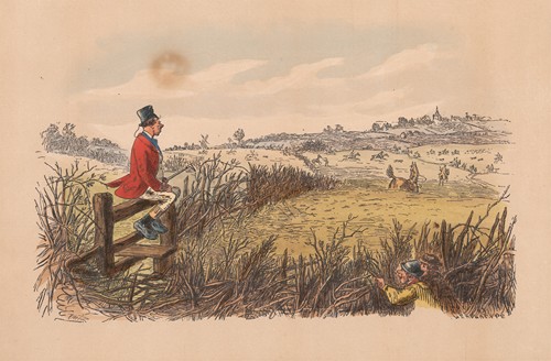 Fox-Hunting Sketches; No. 7. ‘The very best run of the season’ – and Tommy Dumphty has a capital view of it