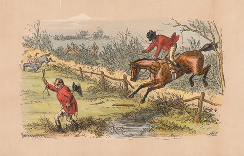 Fox-Hunting Sketches; No. 9. The fences are very blind just now – and the riders too, occasionally