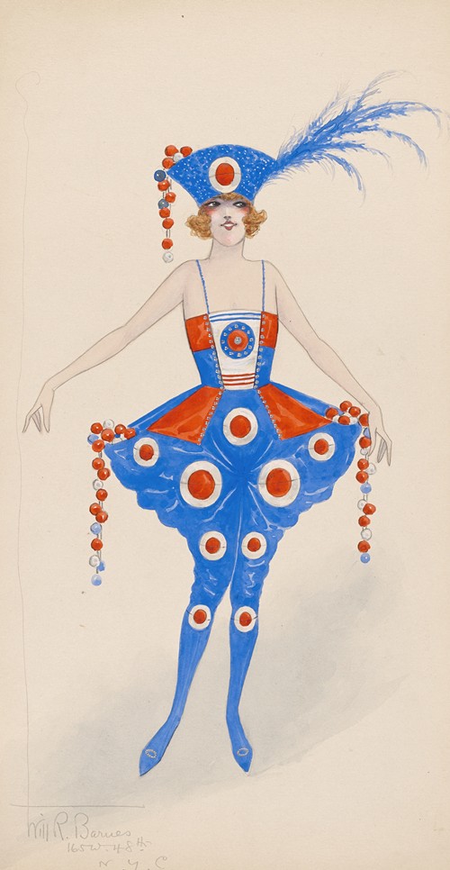 Costume for girls in red, white, and blue (1922)