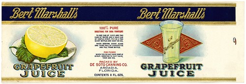 Bert Marshall’s Grapefruit Juice Label