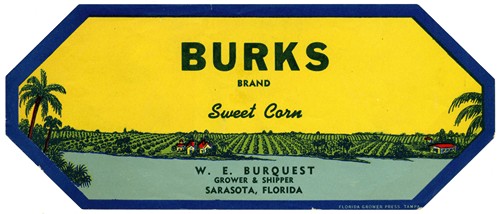 Burks Brand Sweet Corn Label