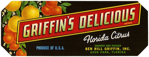 Griffin’s Delicious Brand Florida Citrus Label