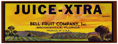 Juice-Xtra Brand Fruit Label (1930-1950)