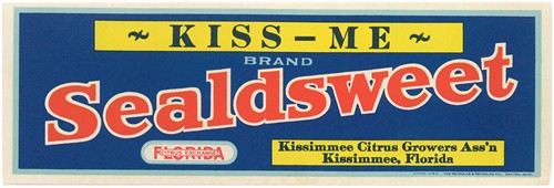 Kiss-Me Brand Citrus Label (1920s)