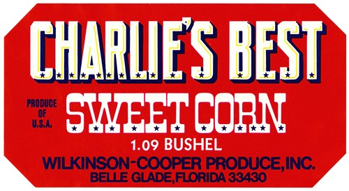 Label for Charlie’s Best Sweet Corn – Red
