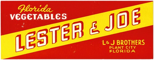 Lester and Joe Florida Vegetables Label