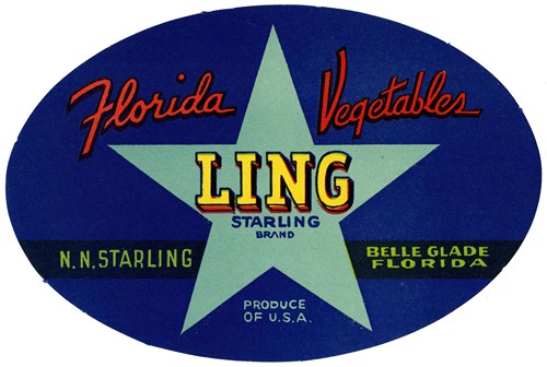 Ling Starling Brand Florida Vegetables Label
