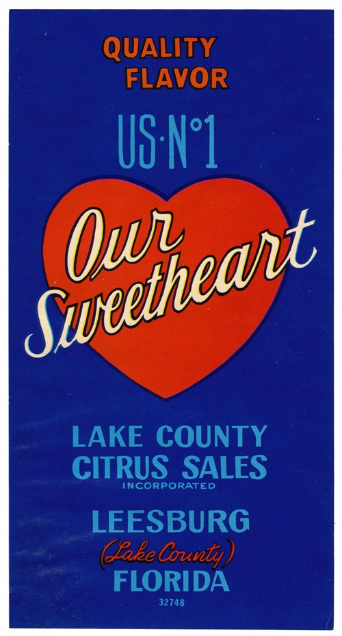 Our Sweetheart - Blue Label Citrus Label (1940s)