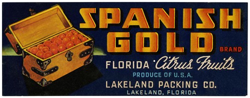 Spanish Gold Brand Florida Citrus Fruit Label