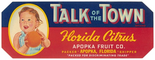 Talk of the Town Brand Florida Citrus Label