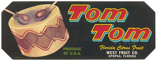 Tom Tom Brand Florida Citrus Fruit Label