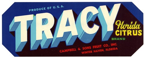 Tracy Brand Florida Citrus Label