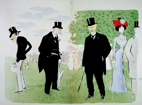 Monsieur Bamberger (le père), le Baron Alphonse de Rothschild, Monsieur Henri de Rochefort et Lina Cavalieri, cantatrice