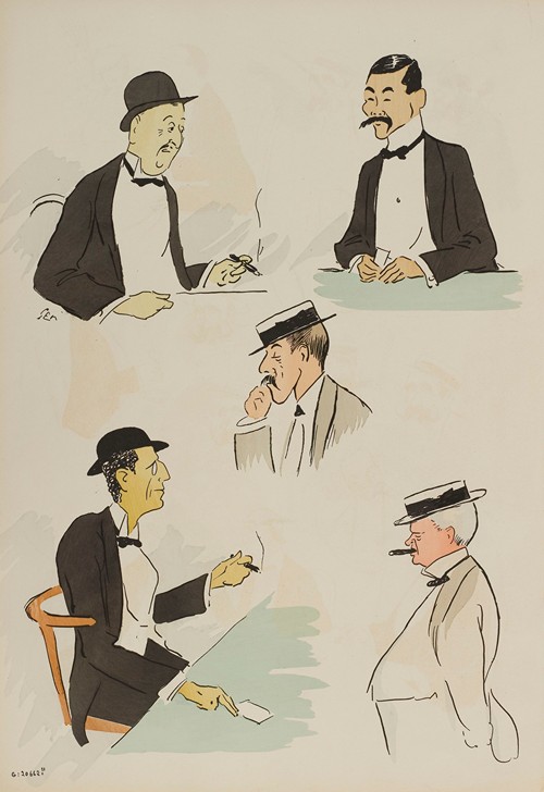 portraits de M Marghiloman, baron A de Rothschild, Vanderbilt, un japonais