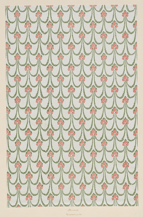 Lithografiertes Papier (florales Flächenmuster)