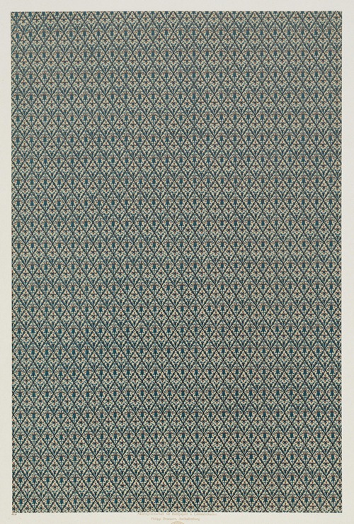 Lithografiertes Papier (Rautenmuster mit floralen Ornamenten)
