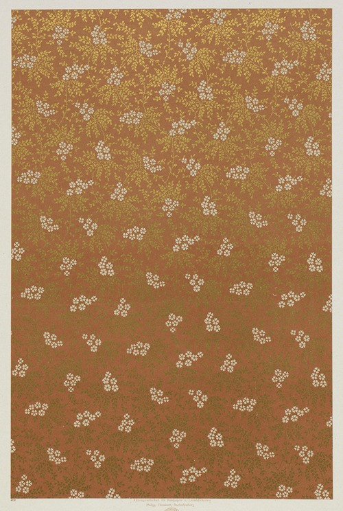 Lithografiertes Papier mit Golddruck (florales Flächenmuster)