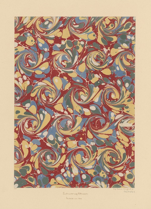 Schneckenmarmorpapier (Tunkmuster auf Büttenpapier)