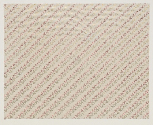 Walzendruckpapier mit Golddruck (florales Streifenmuster)