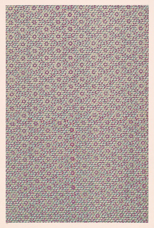Walzendruckpapier mit Golddruck (Gittermuster mit Blüten)