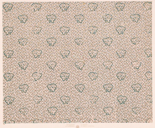 Walzendruckpapier mit Golddruck (Sternchen über Netzmuster und Blütenzweigen)
