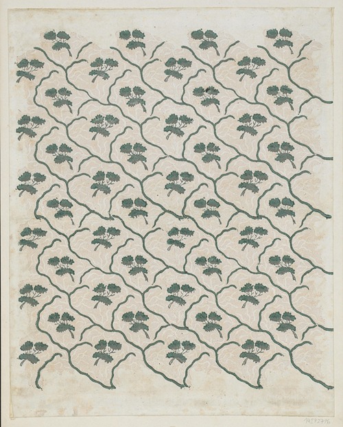Modeldruckpapier mit Silberdruck (florales Flächenmuster)