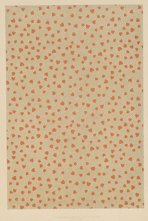Lithografiertes Papier (Flächenmuster mit Herzen)